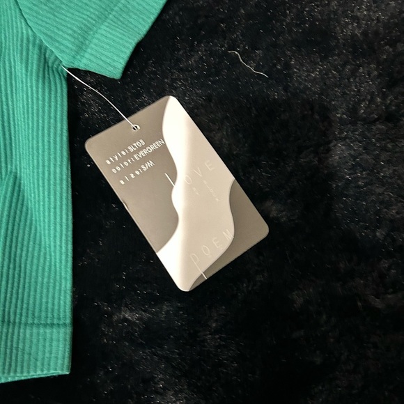 Love Poem Women Cropped Ribbed Tee Green Short Sleeve Y2K Trendy Fitted Top S/M - Picture 8 of 8